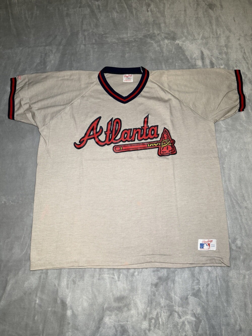 Vintage Atlanta Braves Rawlings T-shirt Men’s Size XL MLB Baseball Ringer 90s Ex